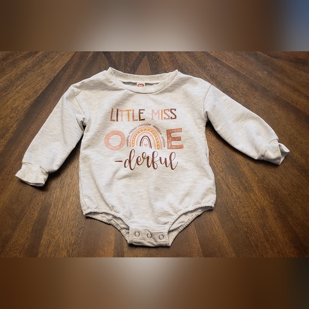 Little Miss One-derful Gray One Piece Size 12-18 Month